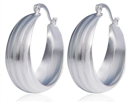 

925 Silver Plated Cupronickel Alloy Round Earrings - Silver