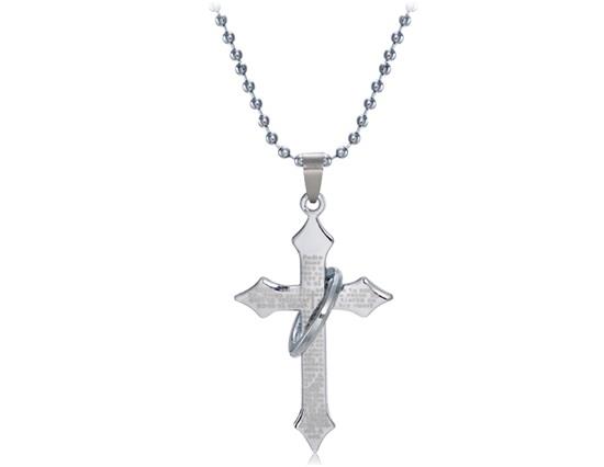 Stylish Cross Necklace With Ring Decoration