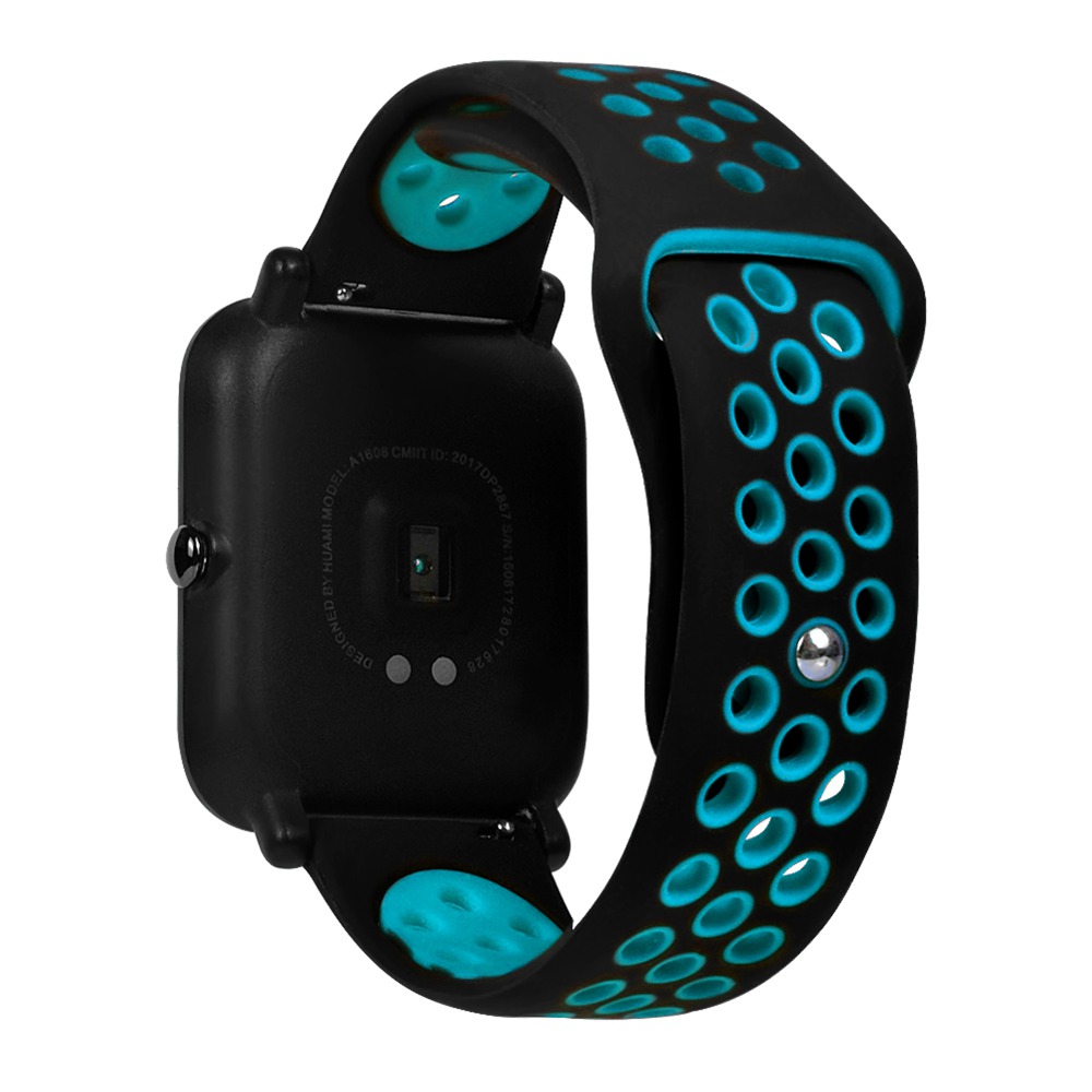 

Replacement Strap Silicon Watch Bracelet Band For Xiaomi HUAMI AMAZFIT Bip - Black+Blue