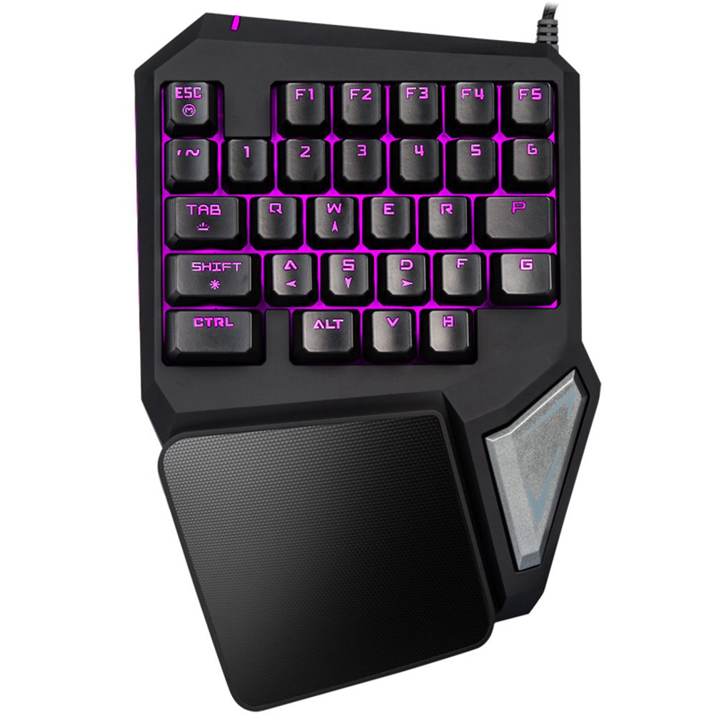 

Delux T9 Pro Wired One-Handed Gaming Keyboard 7 Colors Backlight 29 Programable Keys - Black