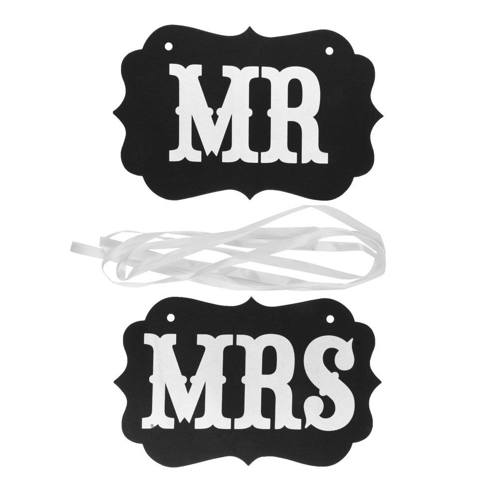 2pcs Mr and Mrs Photo Booth Props Chair Signs Wedding Reception Decor B fg 