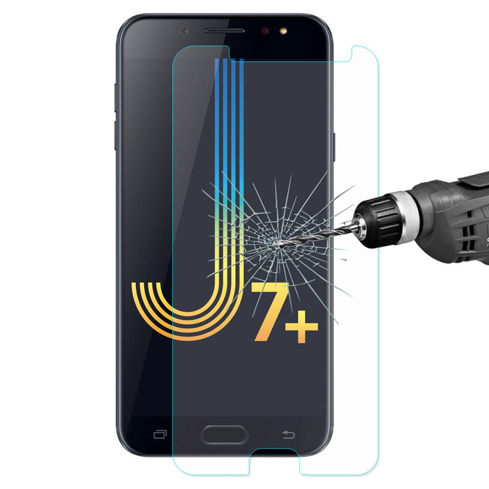 

Hat-Prince 9H Tempered Glass Screen Protector For Samsung Galaxy J7+ 0.26mm 2.5D Membrane Glass Film - Transparent