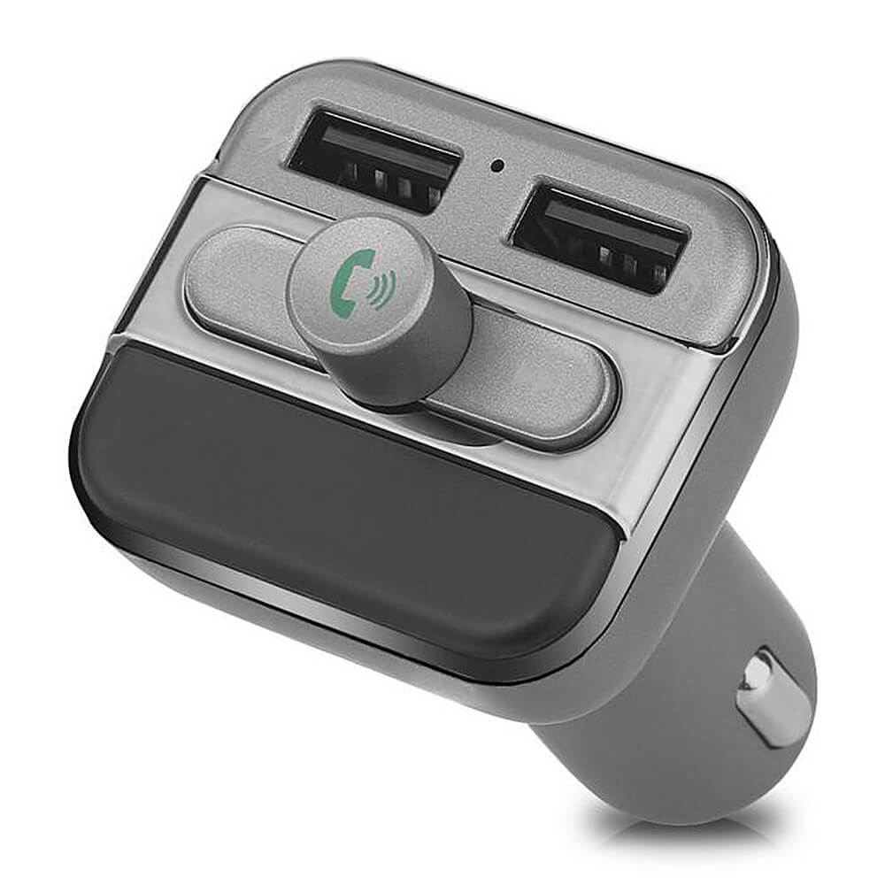 BT20 Wireless Bluetooth Car Kit Dual USB Car Charger Silver