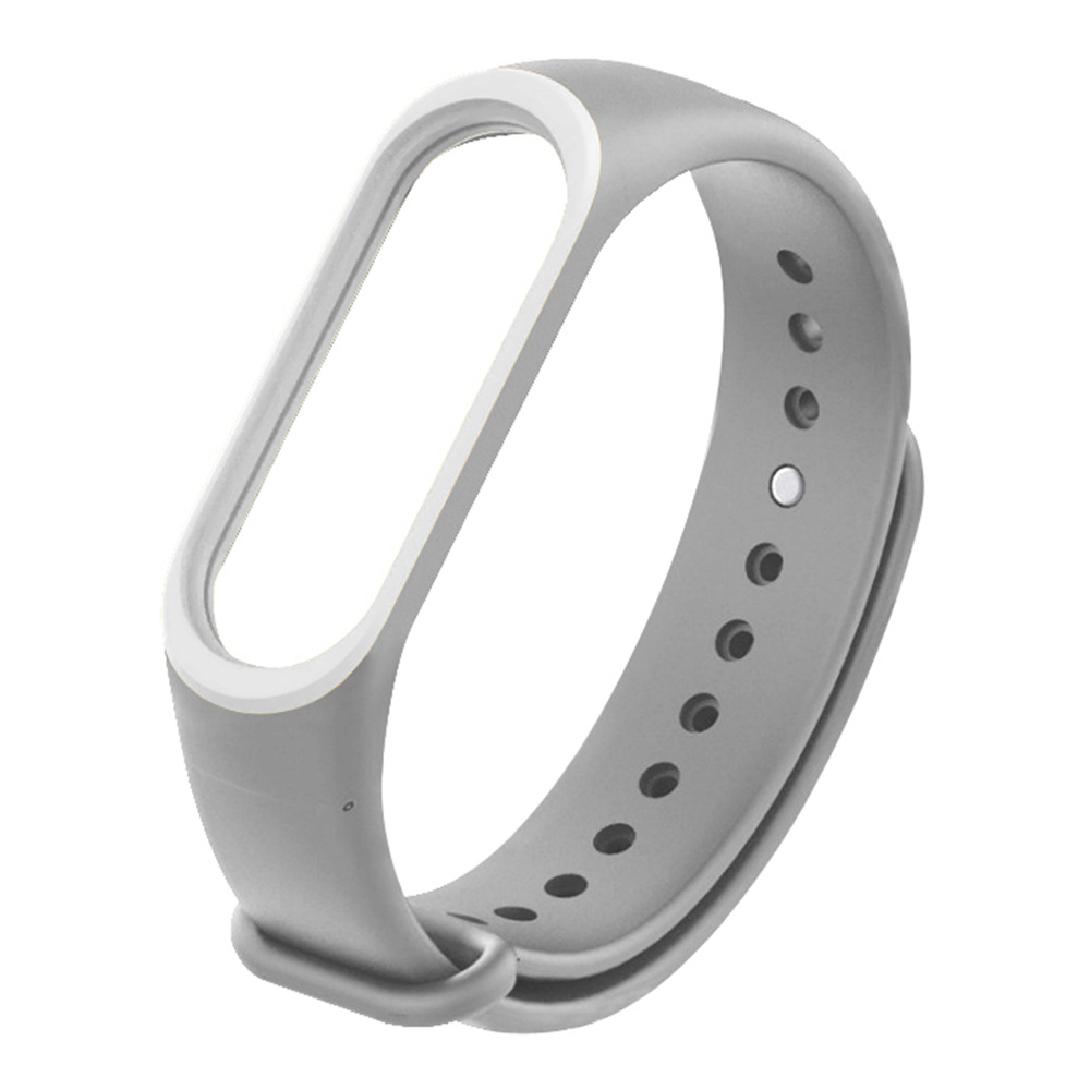 

Replaceable Silicone Wrist Strap for Xiaomi Mi Band 3 - Gray + White