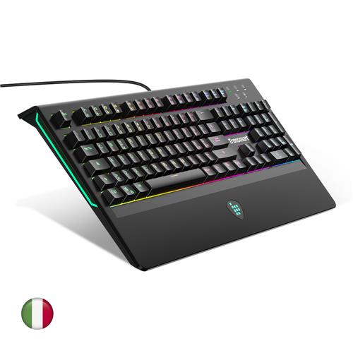 [Italienskt tangentbord] Tronsmart TK09R Italienskt mekaniskt speltangentbord med RGB -bakgrundsbelysning Makrotangenter Blå switchar för spelare