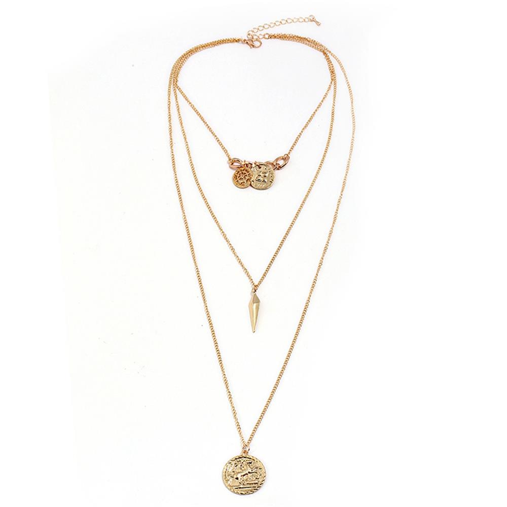 Multi-layer Pattern Shape Necklace for Women Pendant Gold