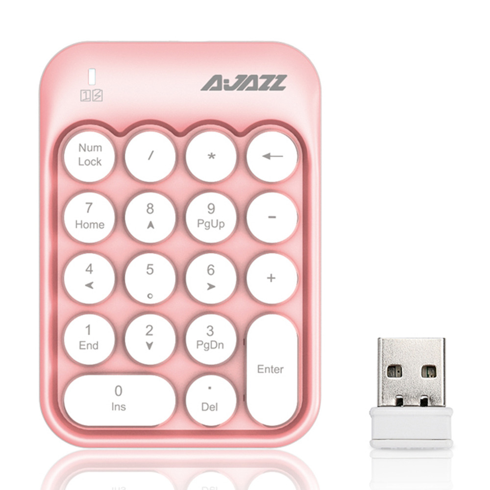

Ajazz AK18 2.4G Wireless Numeric Keypad 18-Key Retro Typewriter Round Keycap - Pink