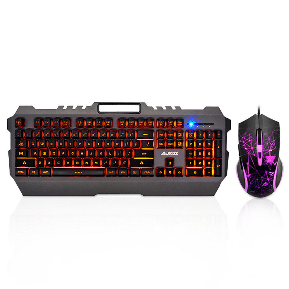 

Ajazz Mechanical Wolf Wired Gaming Keyboard & Mouse Combos 104 Keys Backlit Keyboard 3200DPI Mouse - Black