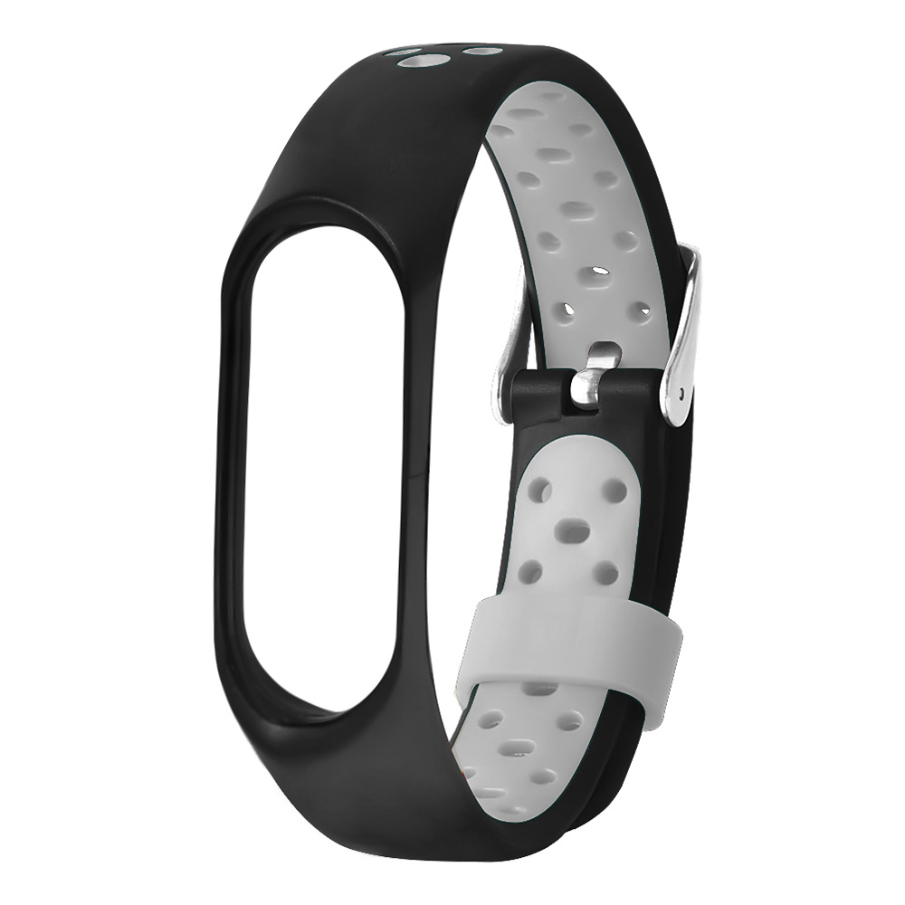 Replaceable Silicone Wrist Strap For Xiaomi Mi Band 3 Smart Bracelet - Black + Gray