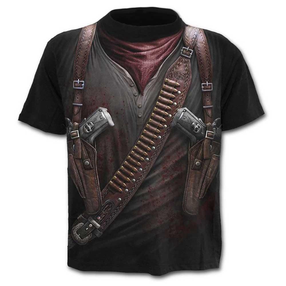Men 3D Printed Short Sleeve T-shirt Size XXL Black