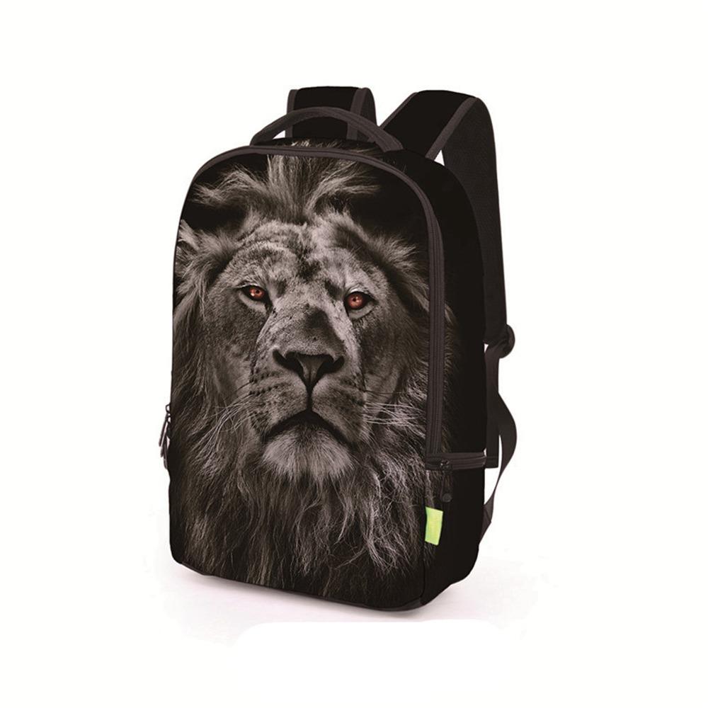 3D Printed Lion Face Pattern Backpack Black