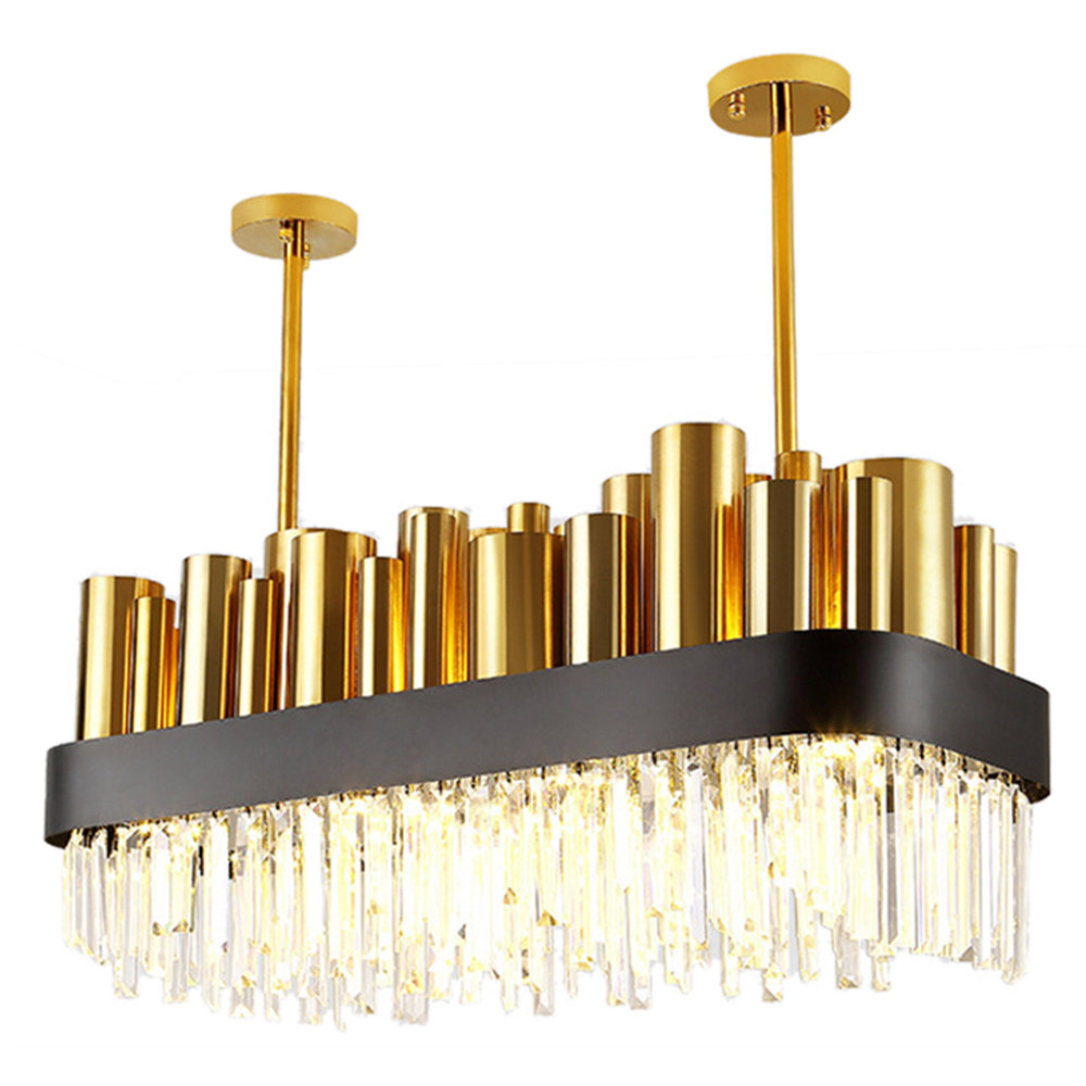 

FUMAT Post-modern Nordic Rectangle Crystal Chandelier LED Lamp Metal Pendant Light for Restaurant Kitchen