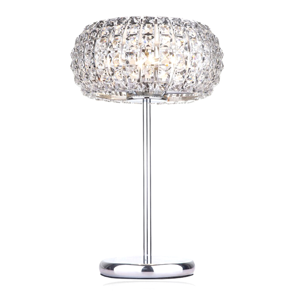 FUMAT Modern K9 Kristall Runde Tischlampe Glas LED Lustre Lampe für Nachttischlampen - Silber
