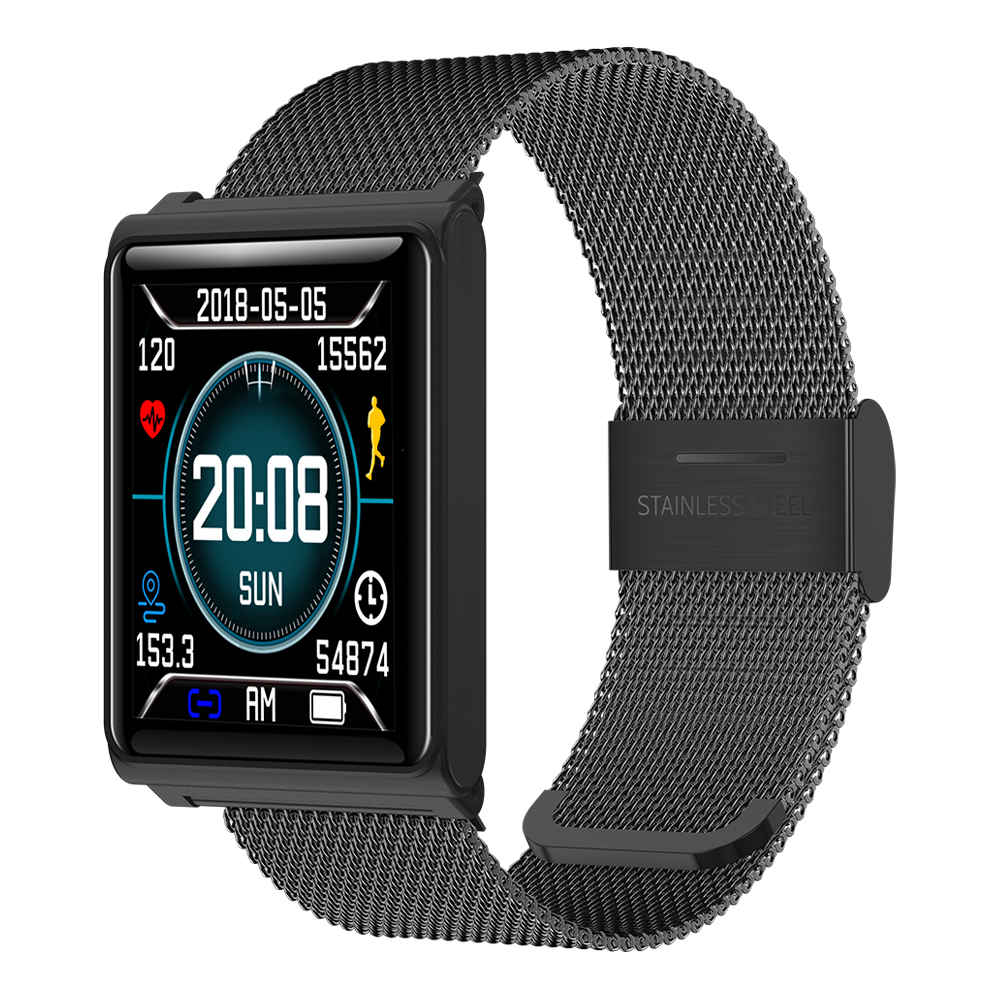 

Makibes CK02 Smartwatch 1.3 Inch TFT Screen Fitness Tracker Blood Pressure Heart Rate Monitor IP67 Waterproof - Black