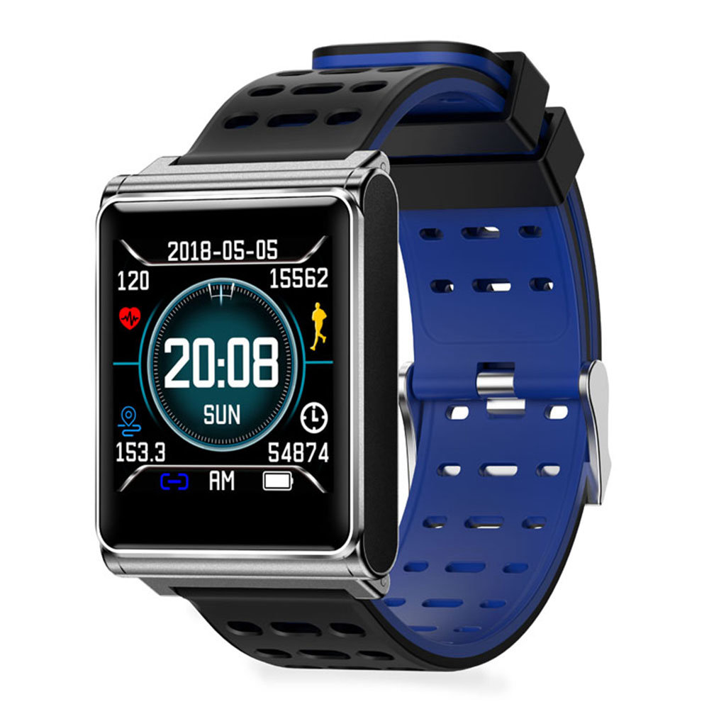 

Makibes CK02 Smartwatch 1.3 Inch TFT Screen Fitness Tracker Blood Pressure Heart Rate Monitor IP67 Waterproof - Black + Blue