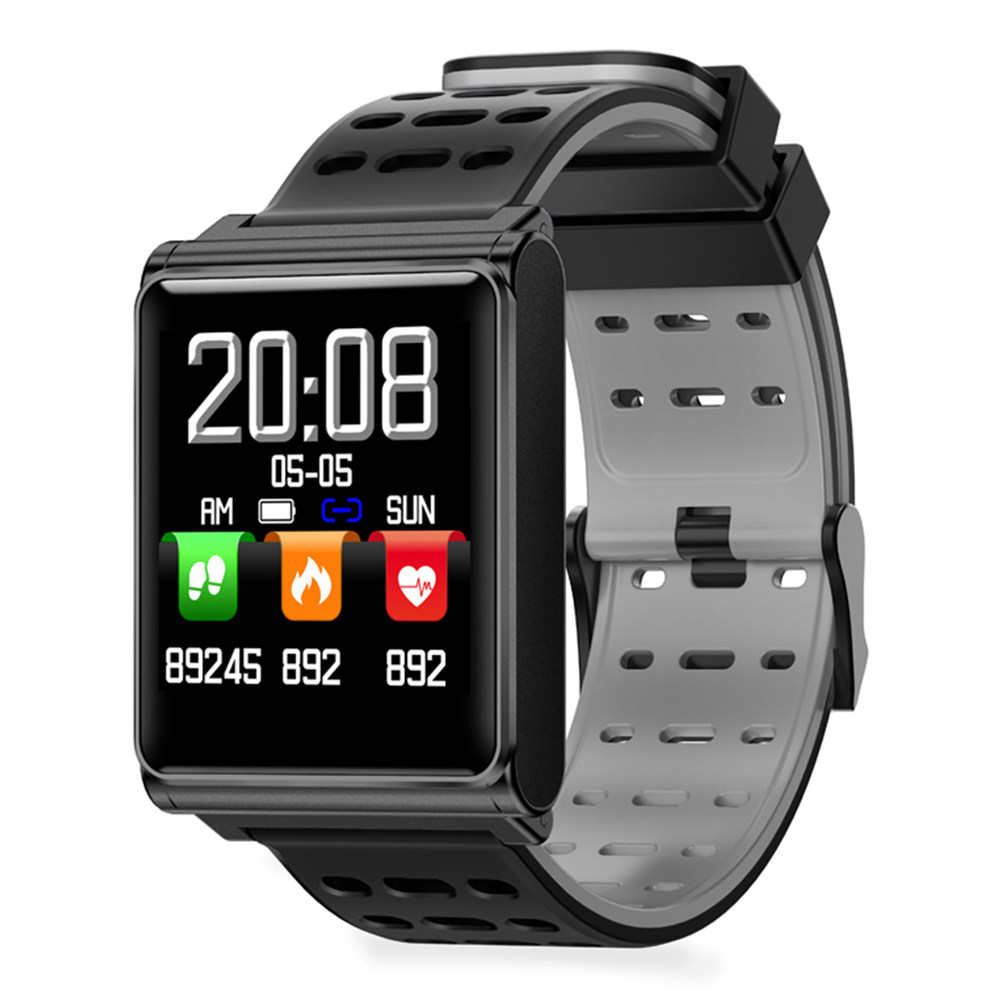 

Makibes CK02 Smartwatch 1.3 Inch TFT Screen Fitness Tracker Blood Pressure Heart Rate Monitor IP67 Waterproof - Black+Gray