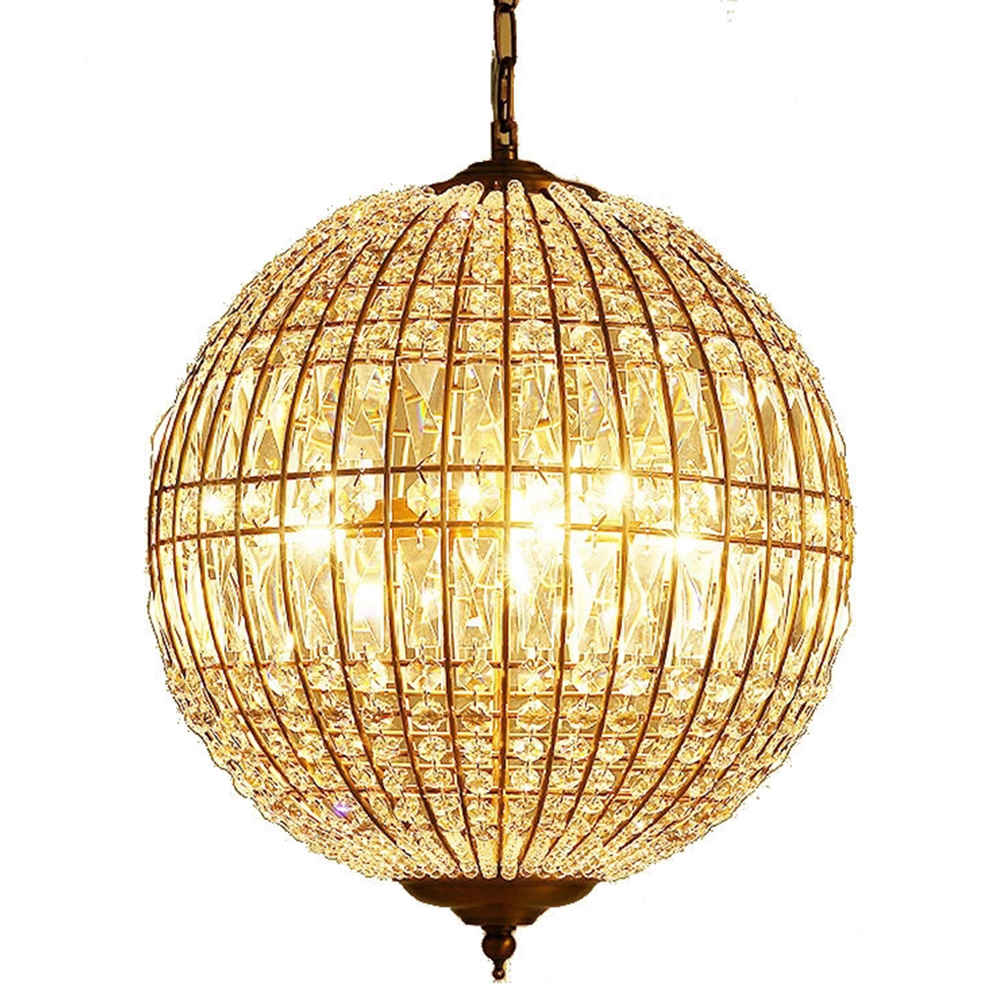 

FUMAT American Style Round Crystal Chandelier Light Lustre K9 Hanging Ring Lamp for Living Room Dining Room Artistic - Gold