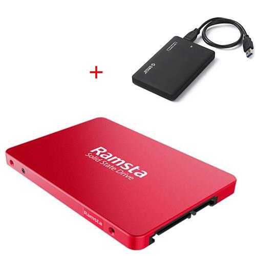 [Package A] Ramsta S800 480GB SATA3 High Speed SSD (Red) + ORICO 2599US3 USB 3.0 SSD/HDD Enclosure External Hard Drive Case (Black)