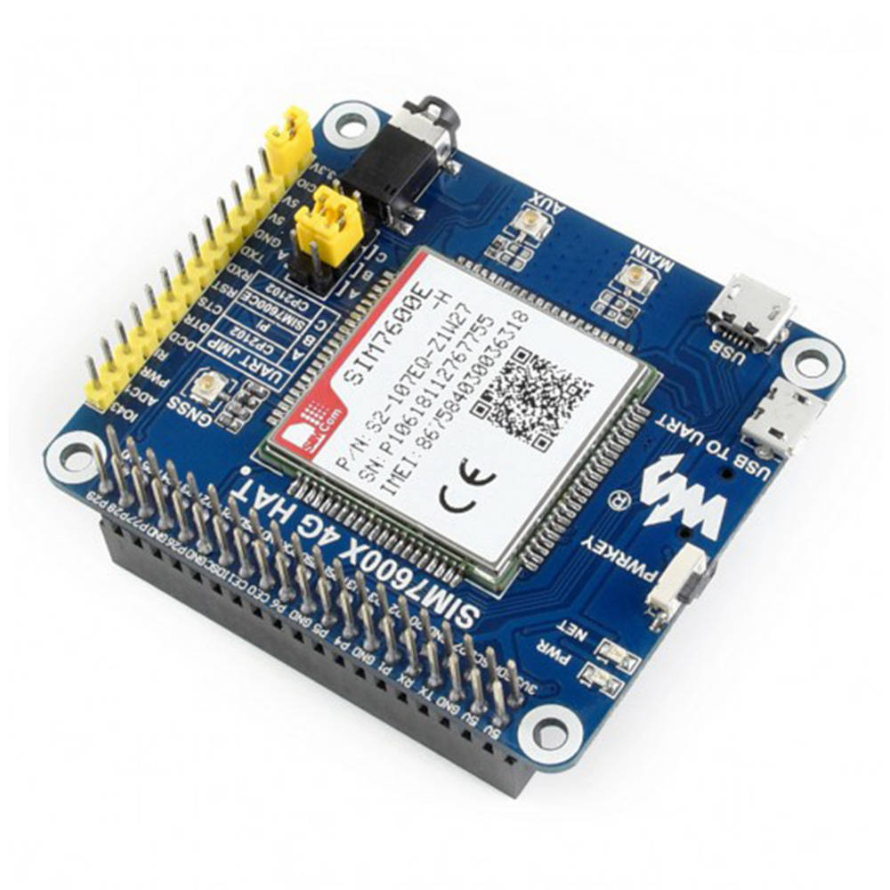 

Waveshare SIM7600CE 4G HAT Expansion Board for Raspberry Pi, LTE CAT4 Blue