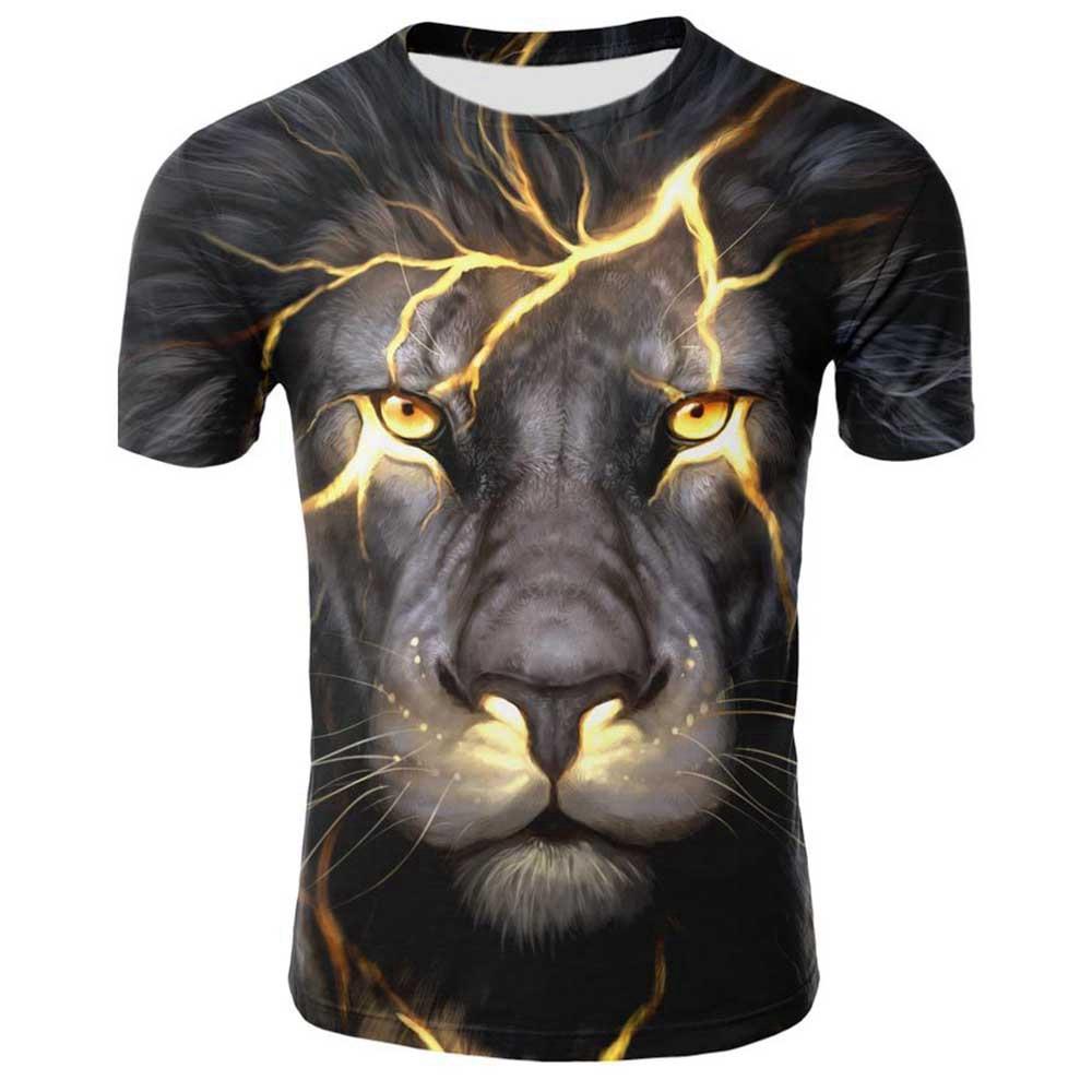 3D Digital Printed Lightning Lion Pattern Men's T-shirt Multi-color