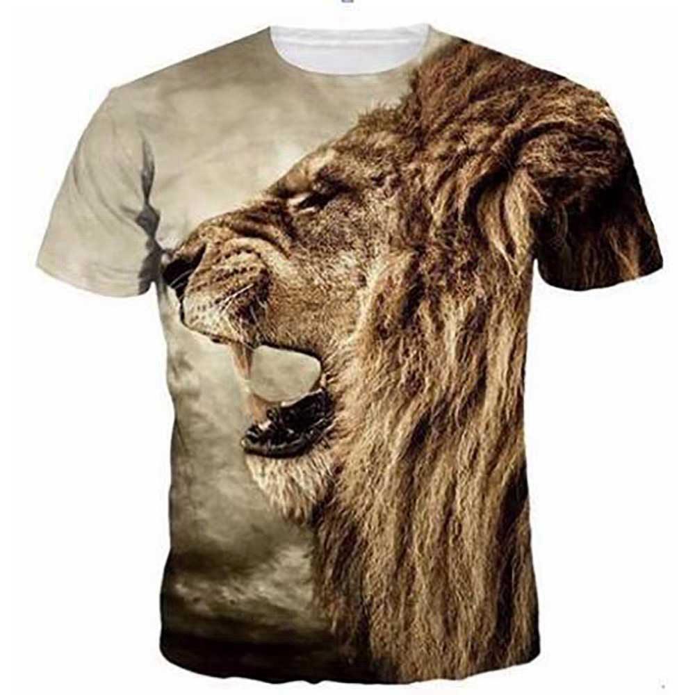 3D Digital Printed Lion Pattern Men's T-shirt Multi-color