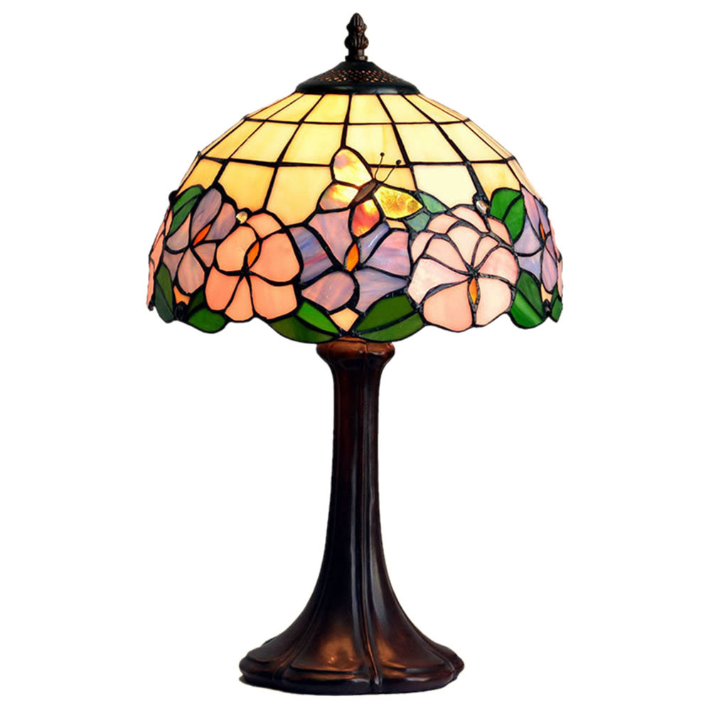 Verwacht het dilemma Rose kleur FUMAT Tiffany Style Butterfly Love Flower Table Lamp