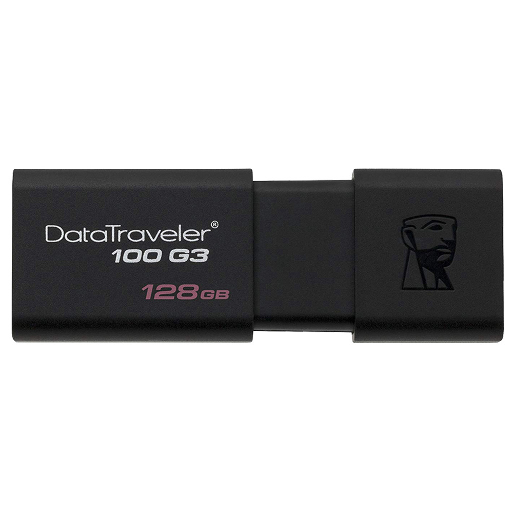 

Kingston DT100G3 Digital 128GB DataTraveler Flash Drive USB 3.0 100MB/s Read Speed Sliding Cap Design - Black