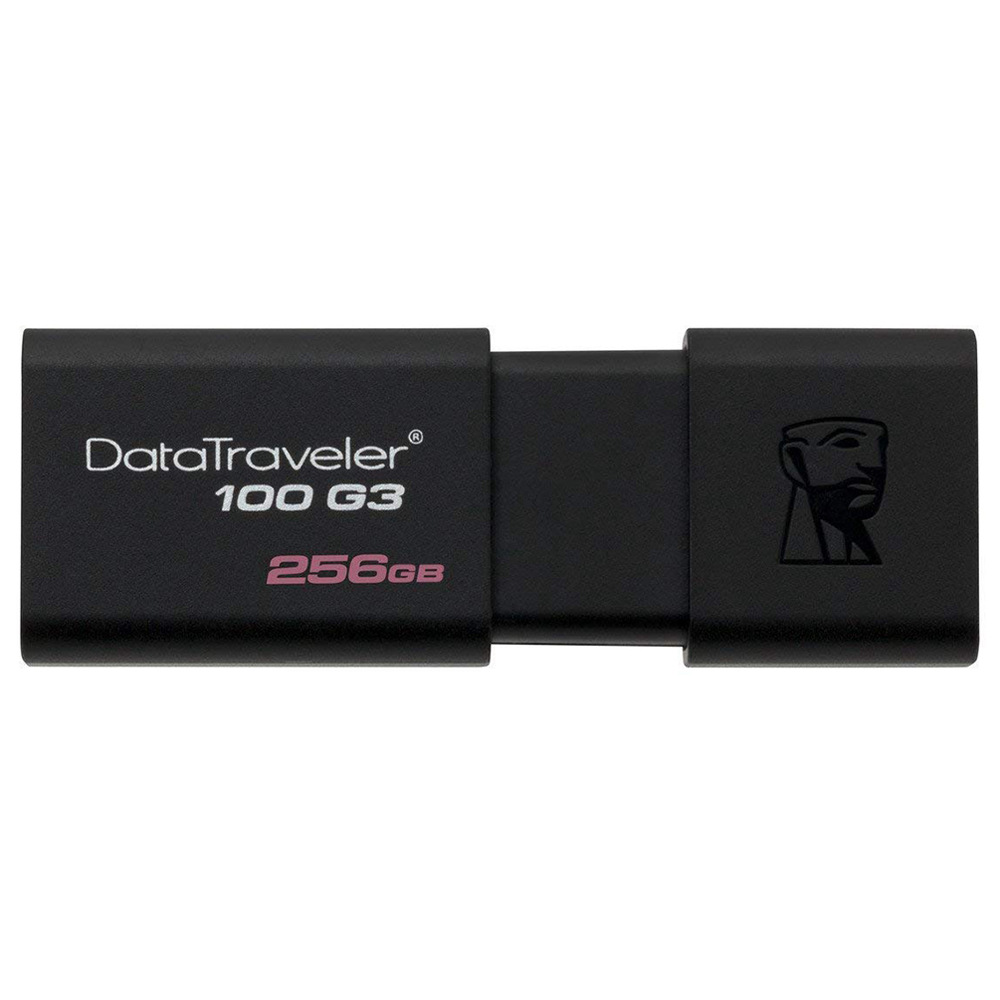 

Kingston DT100G3 Digital 256GB DataTraveler Flash Drive USB 3.0 100MB/s Read Speed Sliding Cap Design - Black