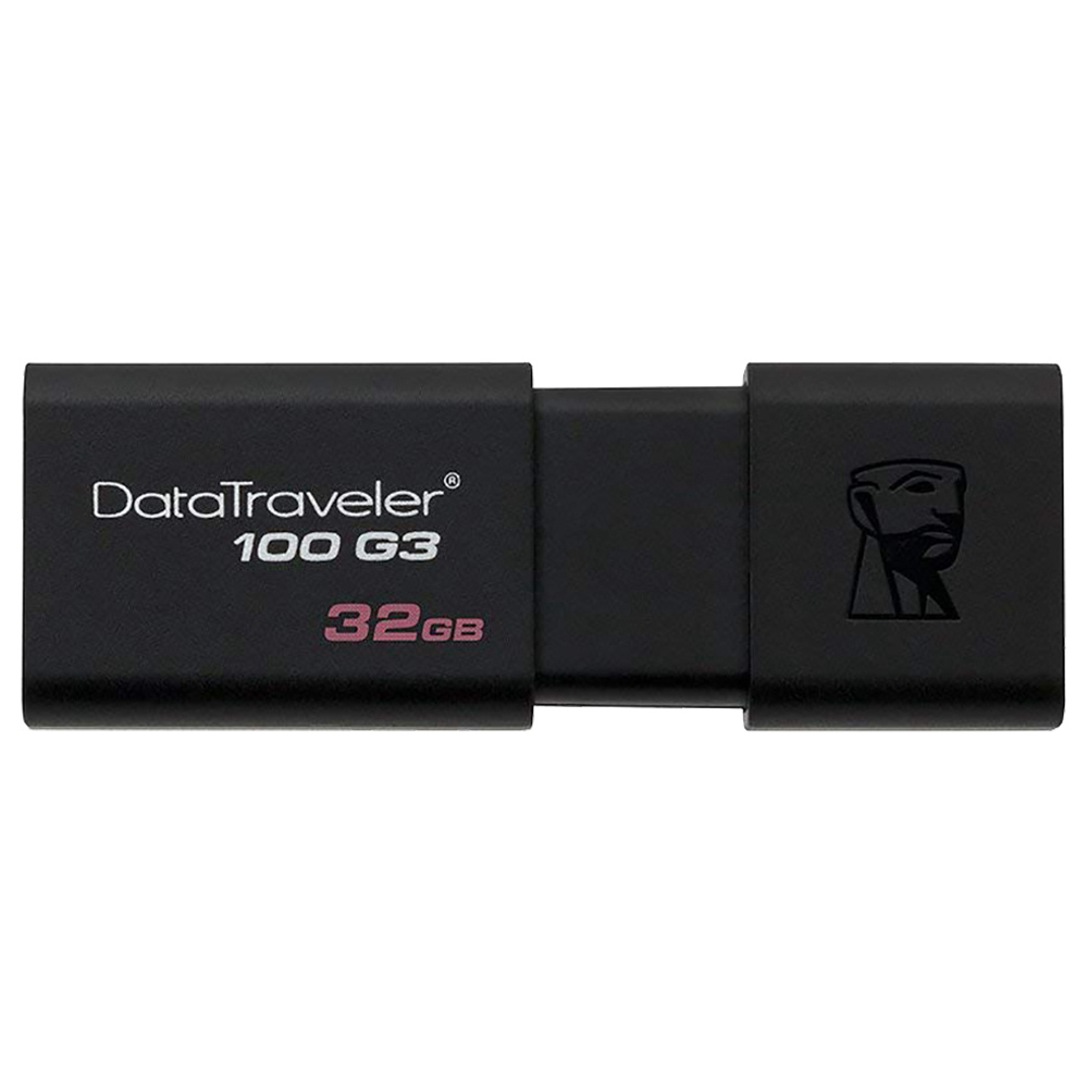 Kingston DT100G3 Ψηφιακή μονάδα δίσκου 32GB DataTraveler Flash USB 3.0 100MB / s Ανάγλυφη ταχύτητα ανάγνωσης - Μαύρο
