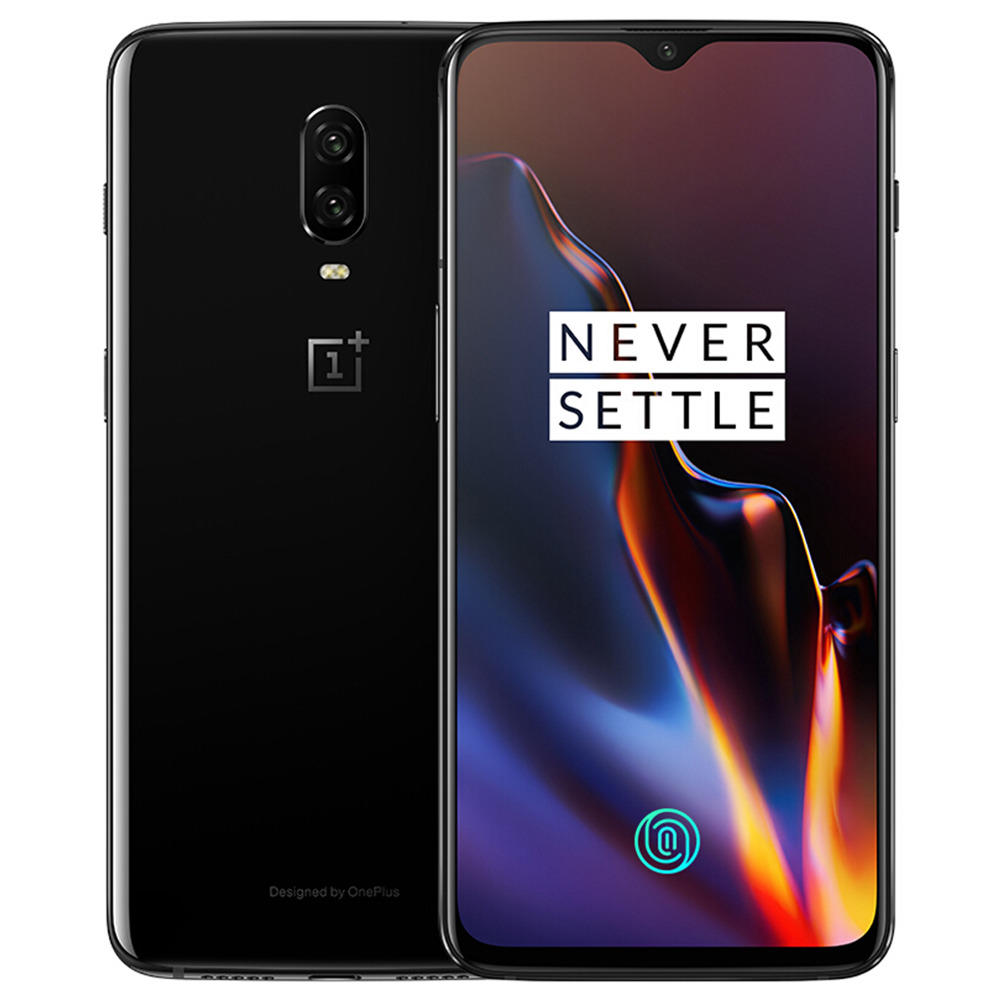 Oneplus 6T 6.41 Inch 4G LTE Smartphone Snapdragon 845 6GB 128GB 16.0MP+20.0MP Dual Rear Cameras Android 9.0 In-Display Fingerprint NFC Fast Charge Global ROM - Mirror Black