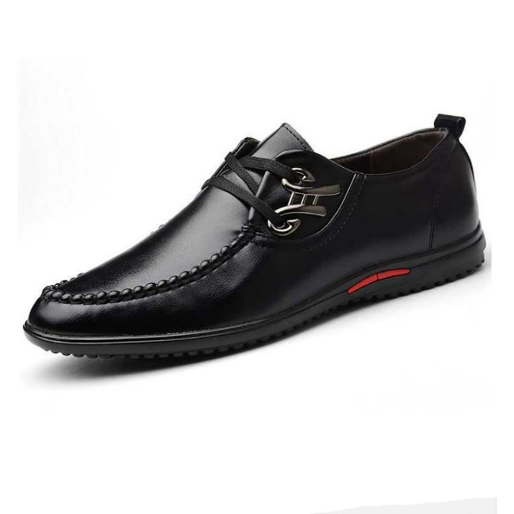 XA002 Men Business Casual PU Leather Shoes Size EU43.5 Black