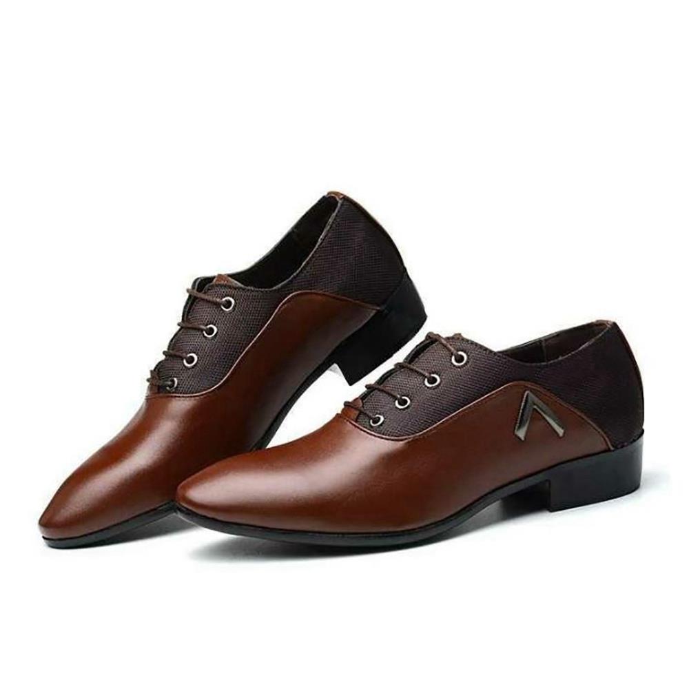 XA005 Men Business PU Leather Shoes Size EU44 Brown