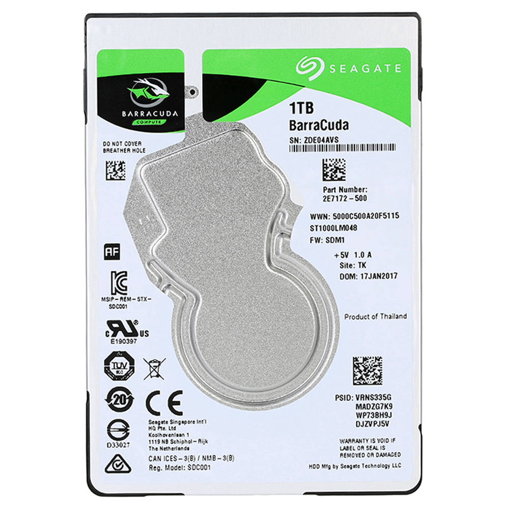 

Seagate ST500LM048 1TB Notebook Internal Hard Disk Drive 2.5 Inch 7mm 5400RPM SATA 6Gb/s Interface 128MB Cache Memory - Silver