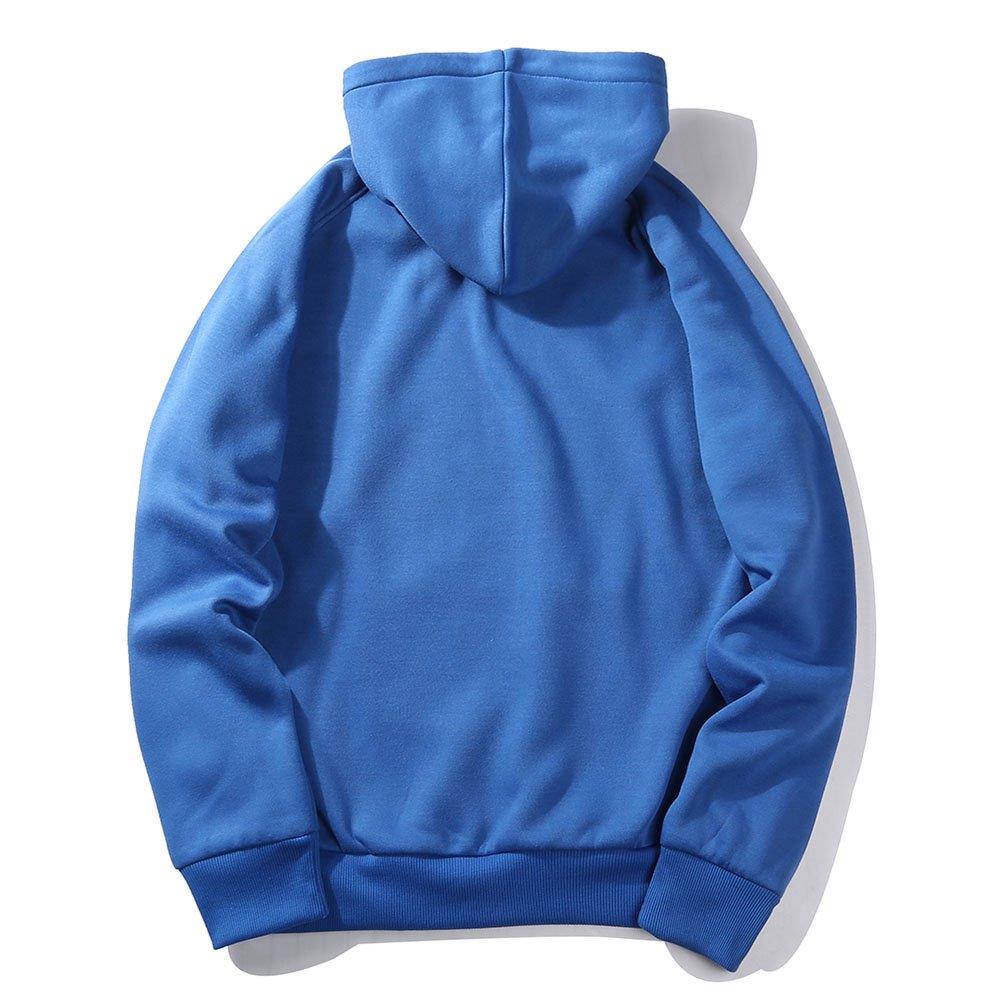 WY18 Men's Basic Casual Cotton Solid Color Hoodie Size XL Blue