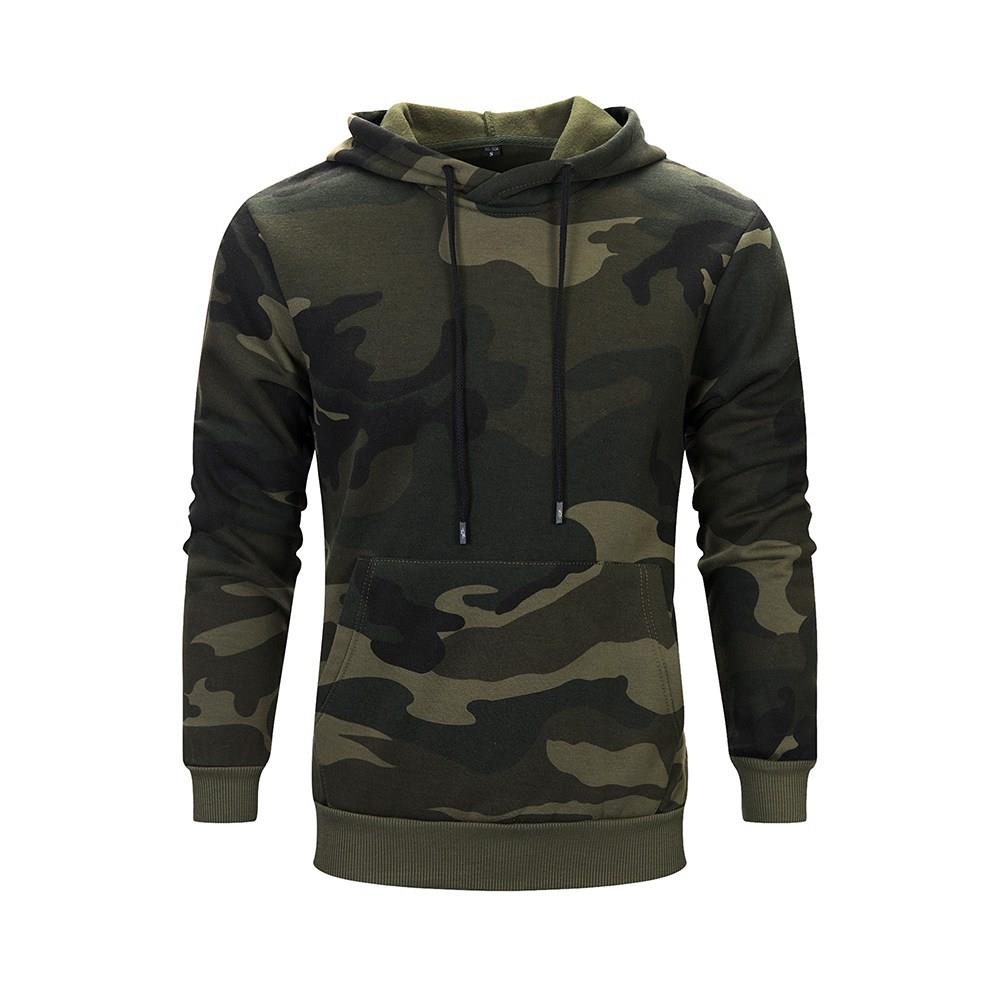 WY03 Men Casual Camouflage Pattern Hoodie Size 2XL Army Green