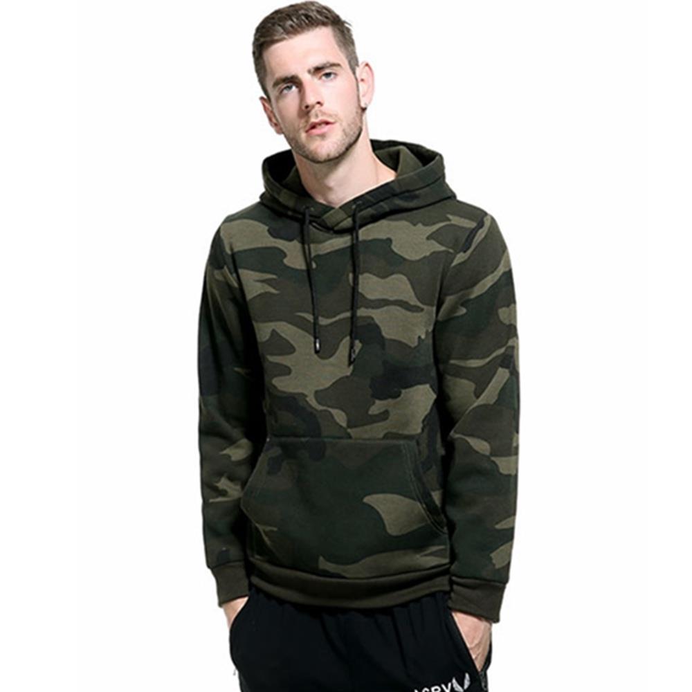 WY03 Men Casual Camouflage Pattern Hoodie Size XL Army Green