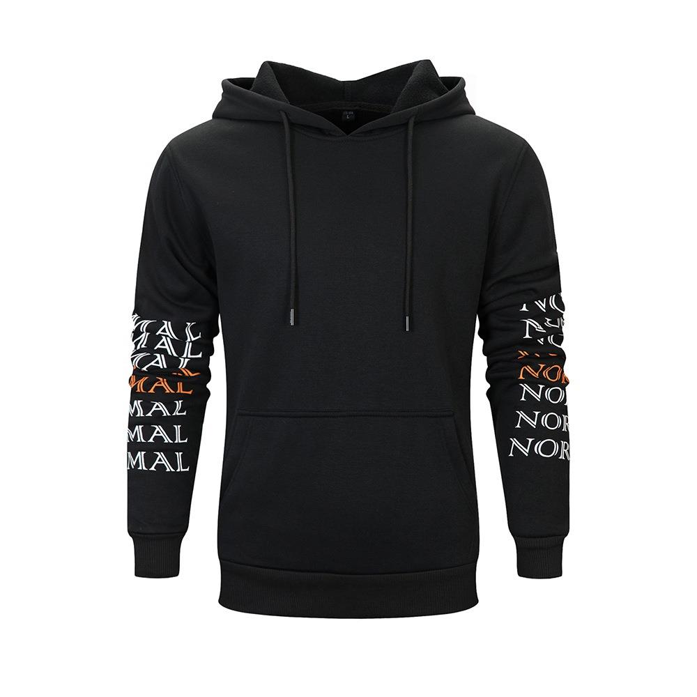 Wy29 Men Long Sleeve Normal Letter Pattern Hoodie Size L Black