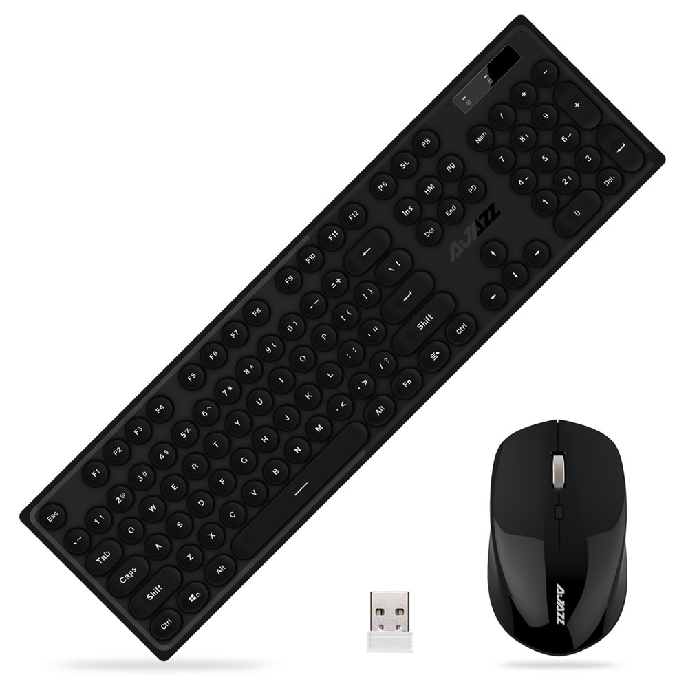 

Ajazz 335I 2.4G Wireless Keyboard Mouse Kit (104 Keys Retro Round Keycap Membrane Keyboard + 2.4G Wireless Mouse) - Black