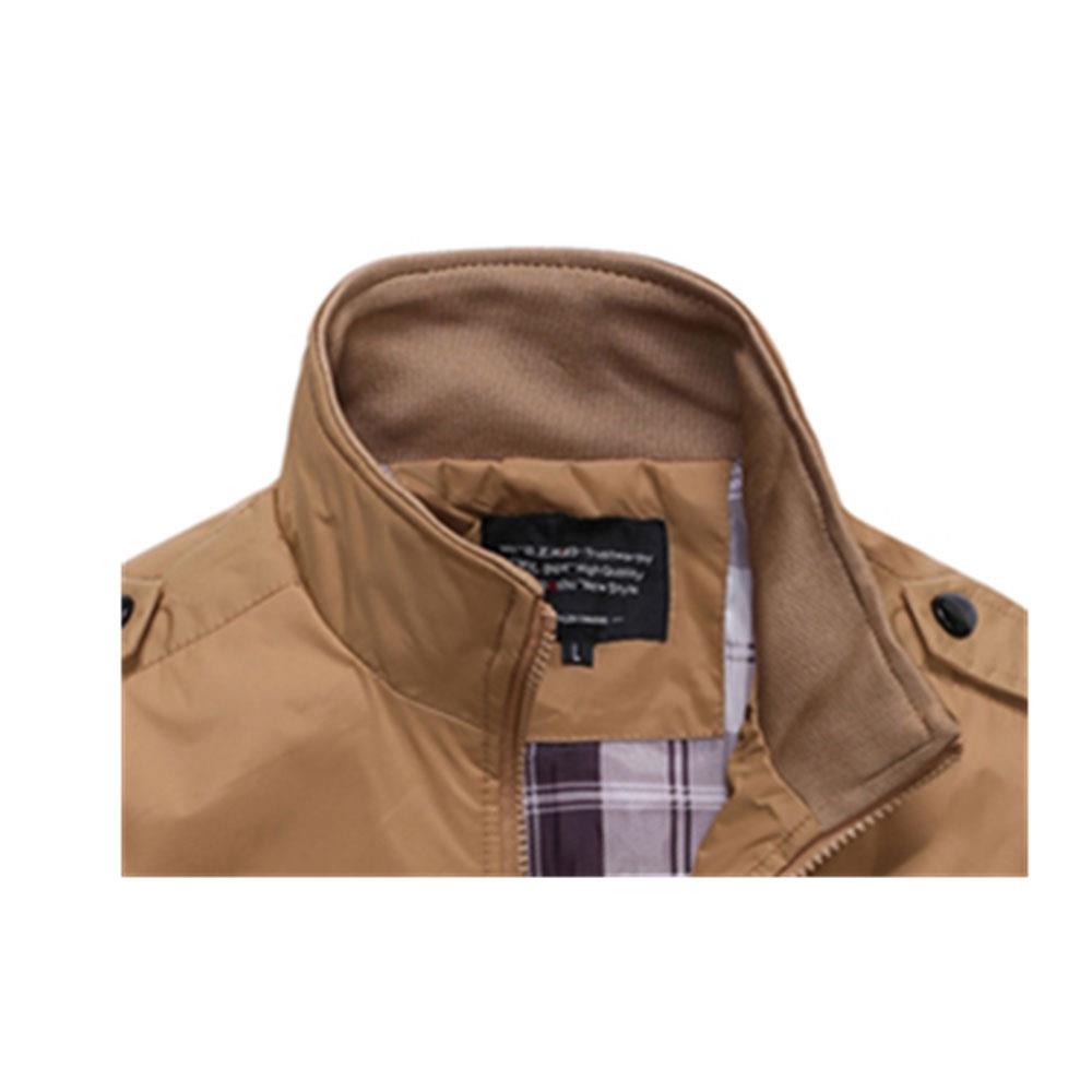 CA1235 Men Classic Casual Standing Collar Jacket Size 4XL Khaki