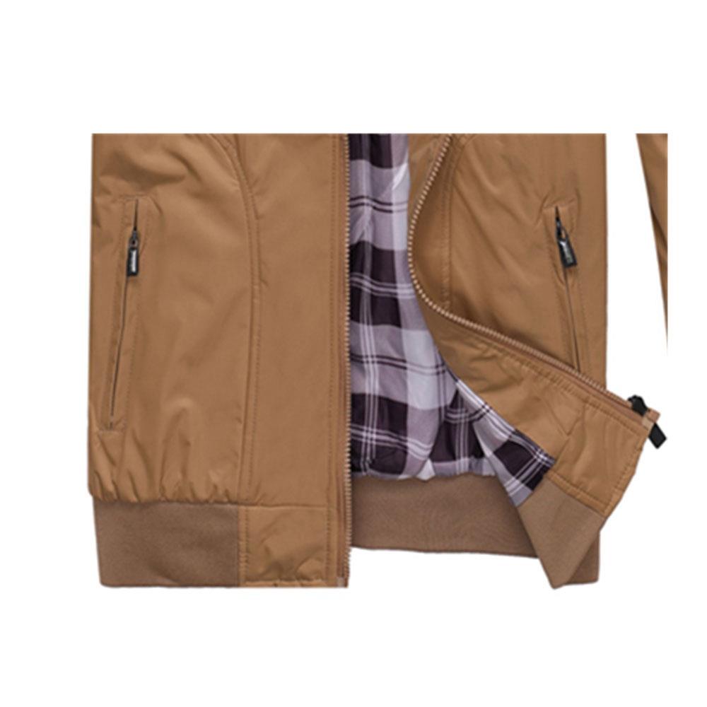 CA1235 Men Classic Casual Standing Collar Jacket Size 4XL Khaki