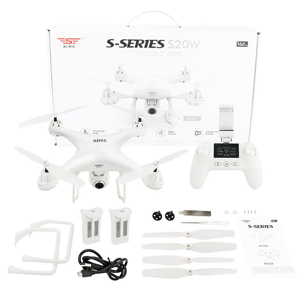 SJRC S20W S-SERIES RC Quadcopter RTF White Two Battery