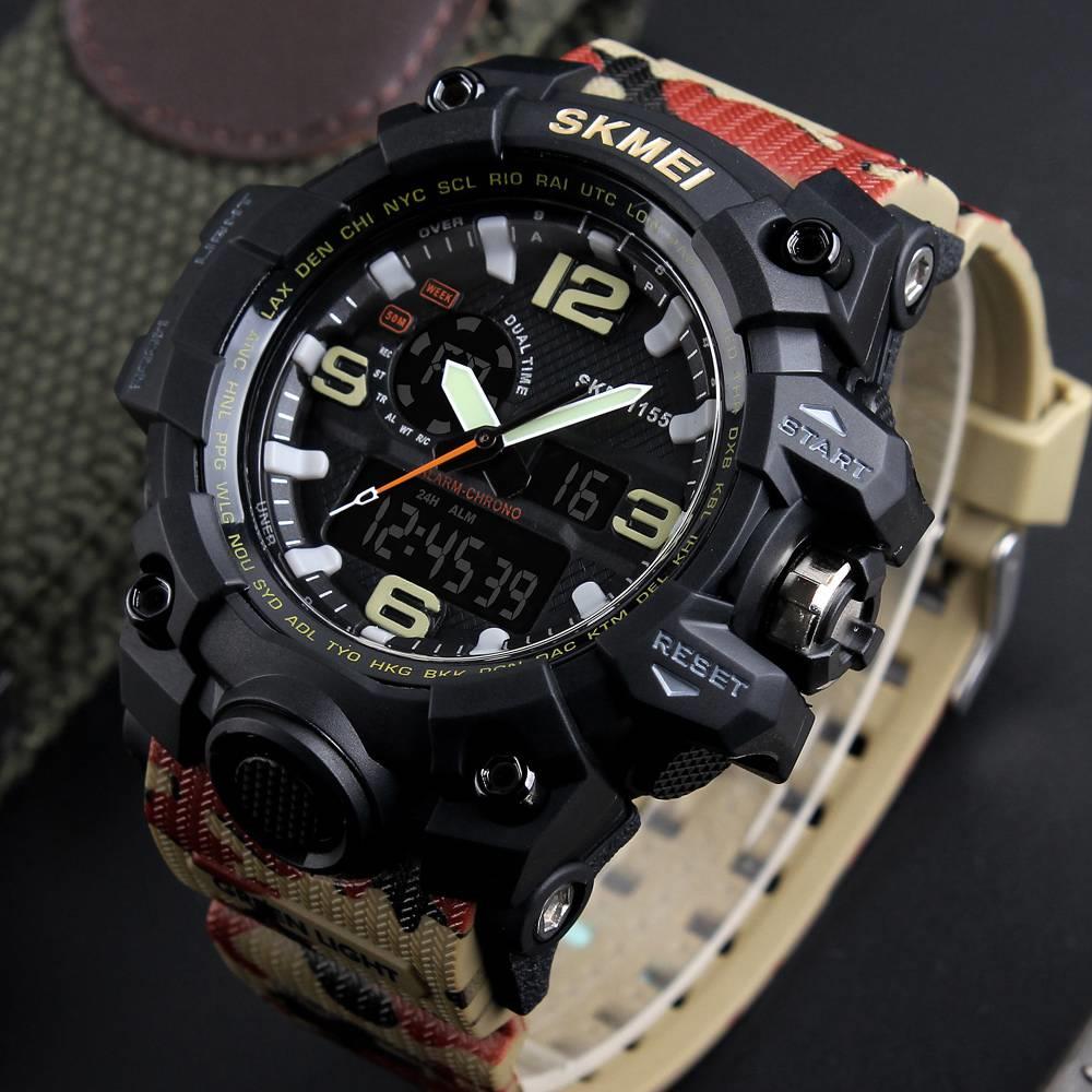 SKMEI 1155 Men LED Digital Quartz Watch Silicone Band Red Camouflage