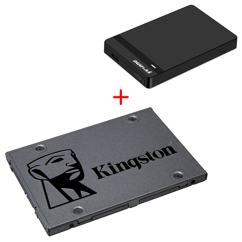 

Package A] Kingston A400 480GB SATA3 High Speed SSD (Dark Gray) + Yvnne HD213 SATA To USB 3.0 External Hard Drive Enclosure Case (Black