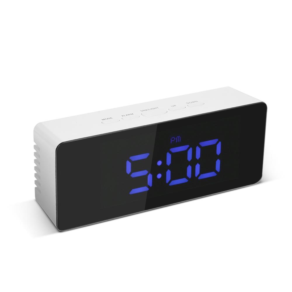 Rectangular LED Mirror Alarm Clock Blue