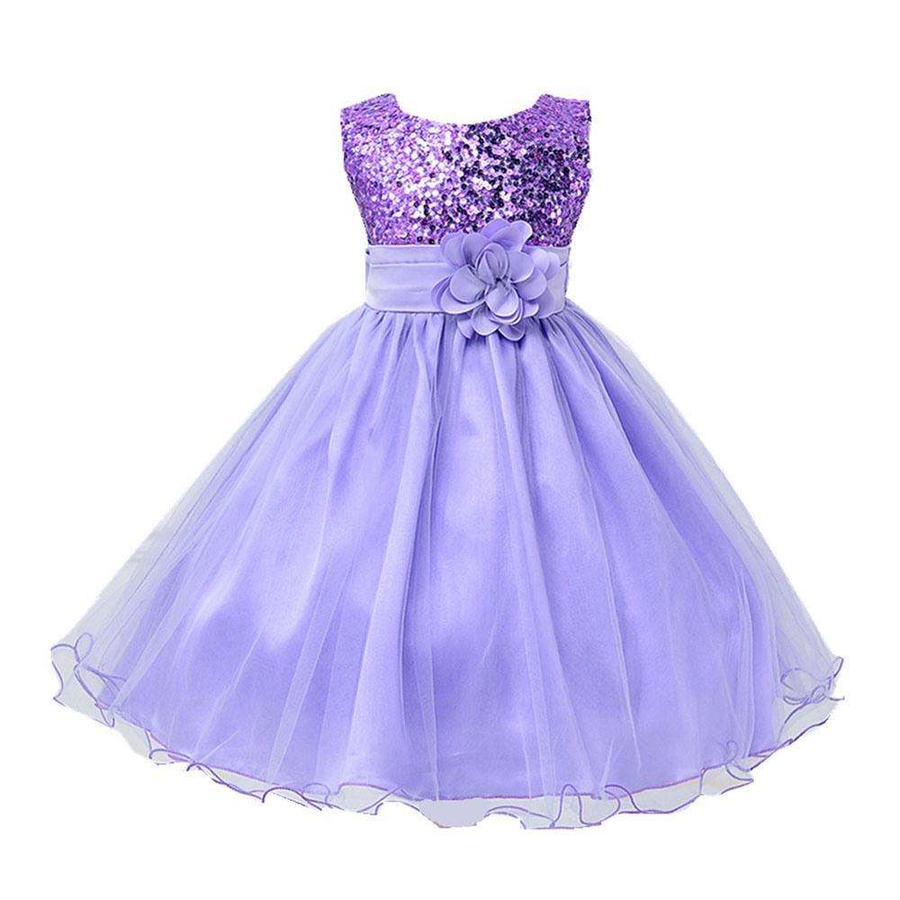 L067 Baby Girls Sleeveless Flower Princess Dress Size 120 Purple