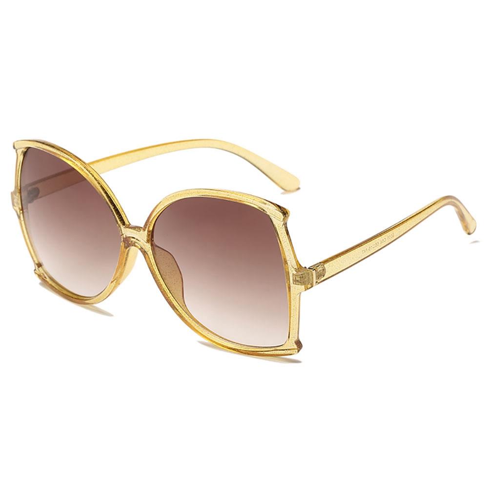 

S8030 Women Vintage Fishtail Street Shot Sequin Frame Sunglasses - Yellow