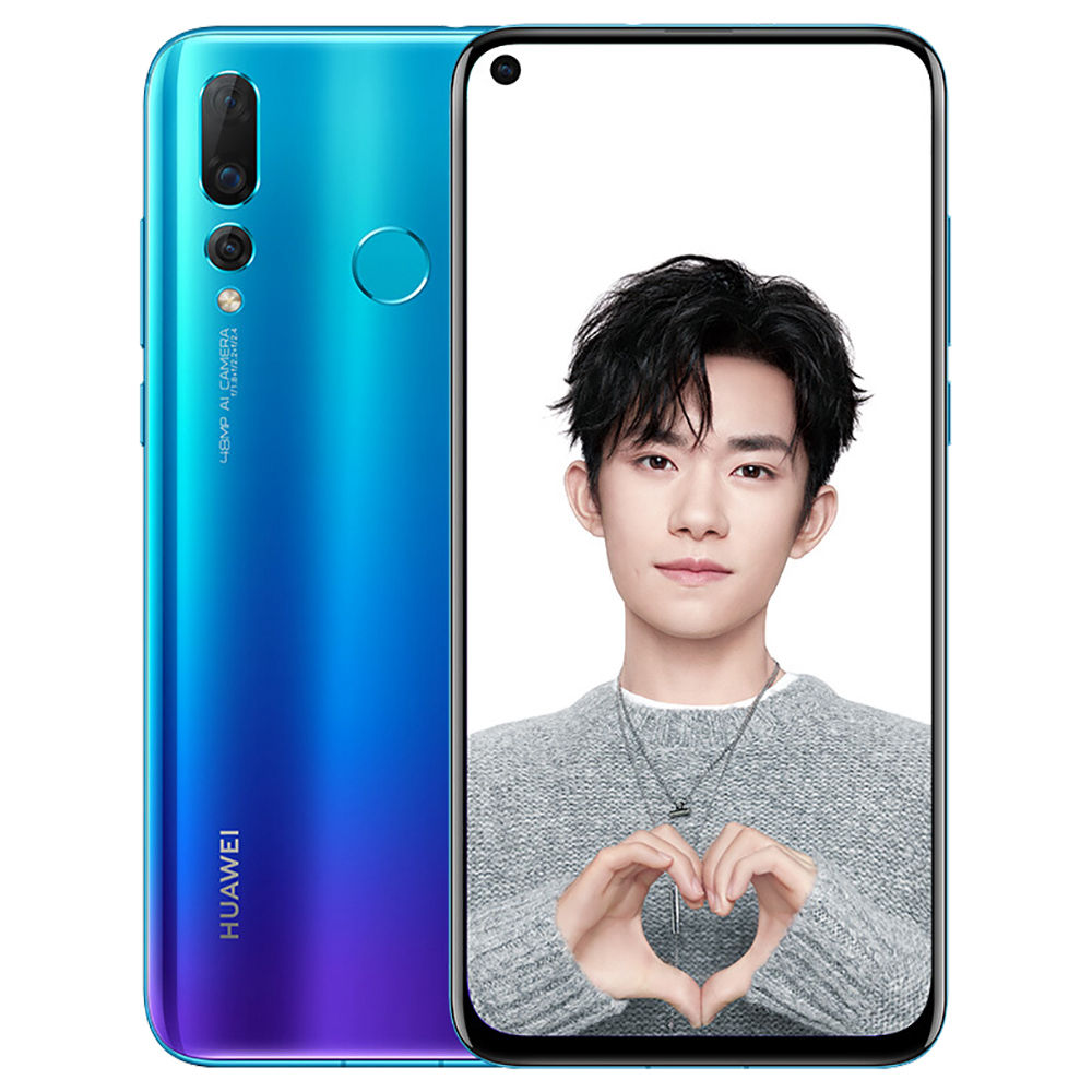 HUAWEI Nova 4 Hole-punch Display 6.4 Inch 4G LTE Smartphone Kirin 970 8GB 128GB 20.0MP+16.0MP+2.0MP Triple Rear Cameras Android 9.0 Touch ID Type-C - Blue