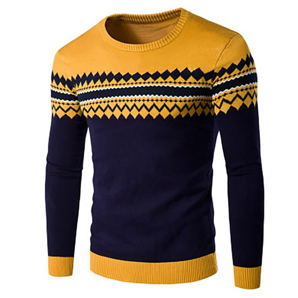 C03 Men Round Neck Sweater Size M Yellow