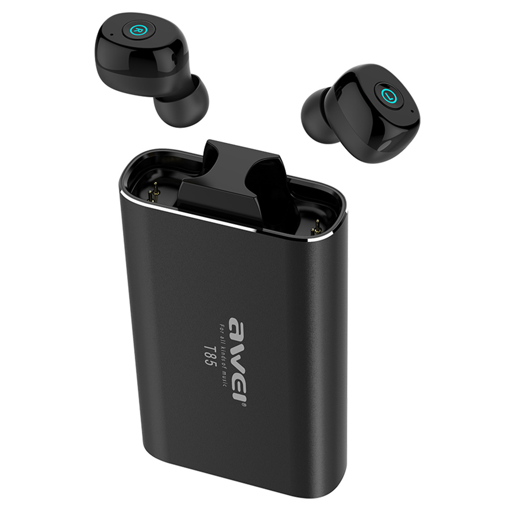 

Awei T85 TWS Wireless Earbuds Bluetooth 5.0 Noise Reduction 4 Hours Working Time- Black