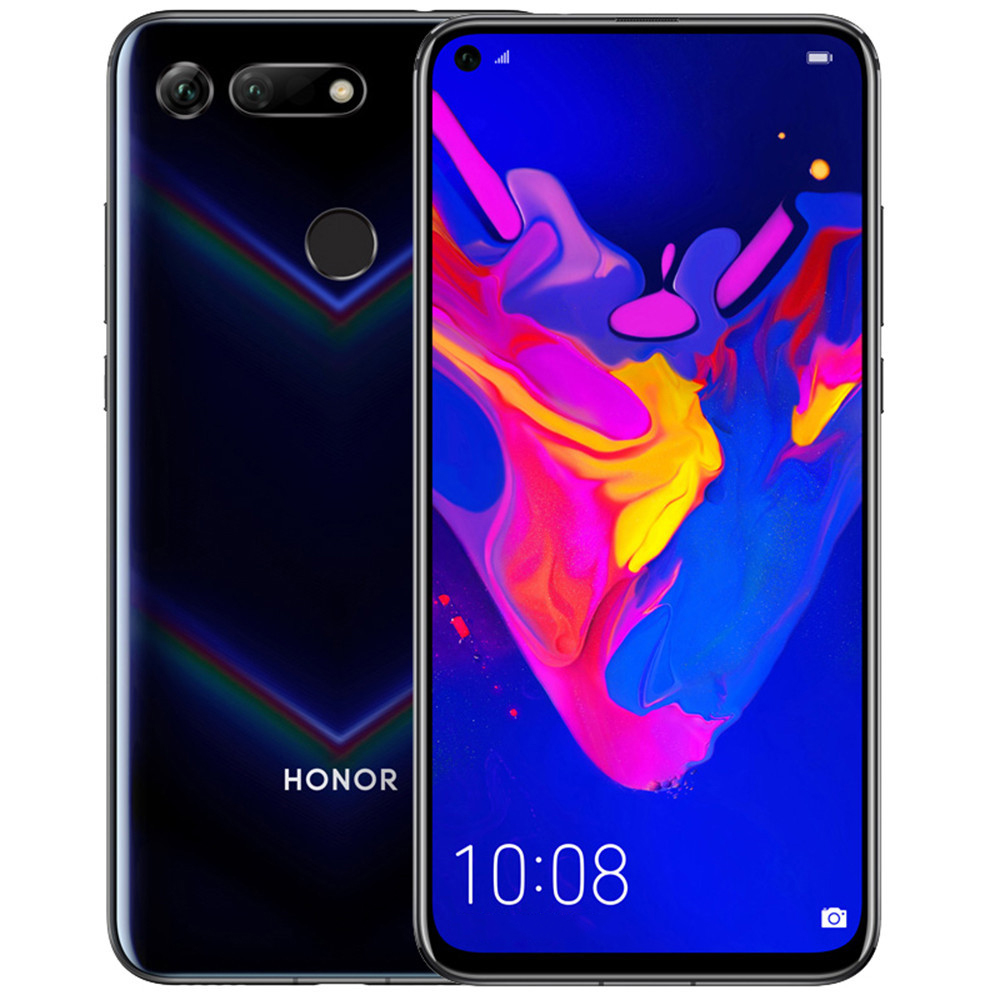 HUAWEI Honor V20 CN Version Hole-punch Display 6.4 Inch 4G LTE Smartphone Kirin 980 6GB 128GB 48.0MP+TOF Dual Rear Cameras Android 9.0 NFC Type-C Fast Charge - Black